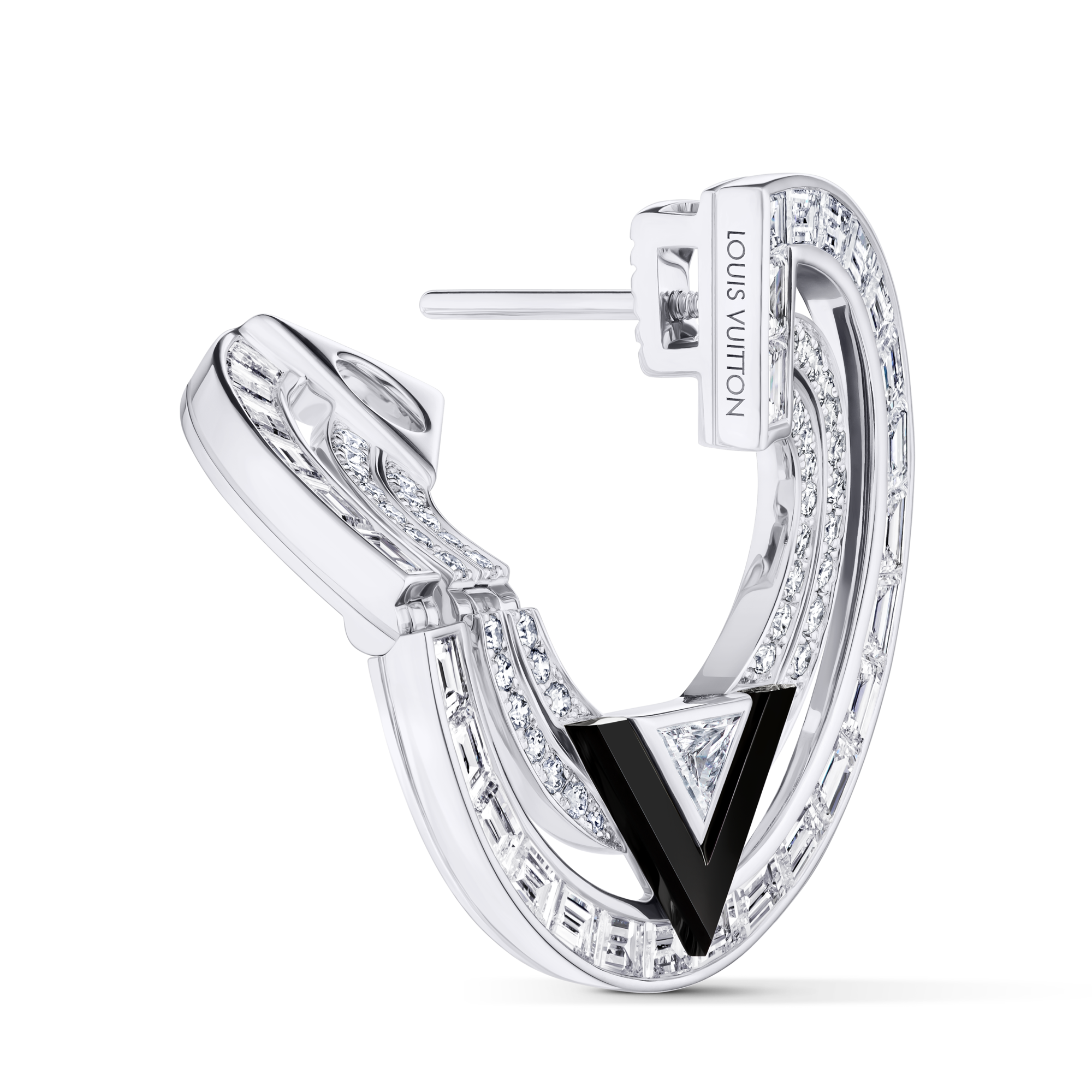 フープピアス ピュア V(ホワイトゴールド×オニキス×ダイヤモンド